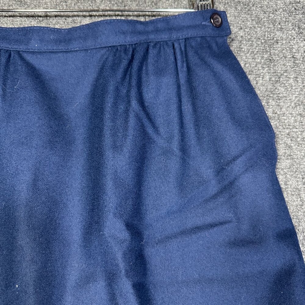 Vintage Pendleton Skirt Womens 8 Blue Wool Pencil Lined Button Waist Made in USA - Picture 2 of 5
